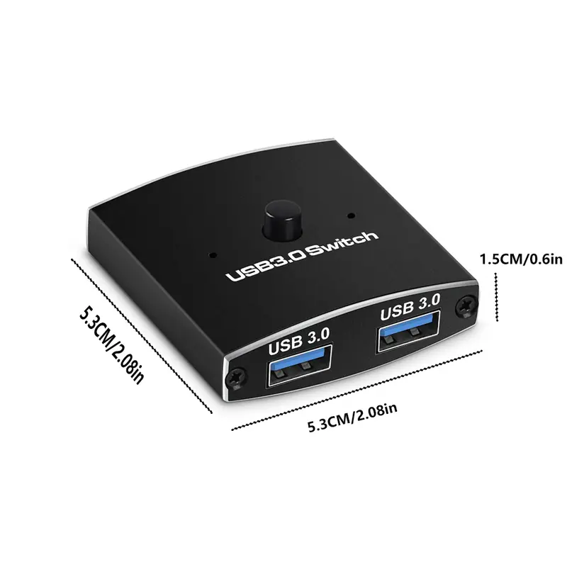 Bộ chuyển đổi USB 3.0, Bộ chọn KVM, 5Gbps, 2 trong 1 ra, Bộ chuyển đổi USB, Bộ chia hai chiều USB3.0, Thích hợp để chia sẻ máy in và chuột 5