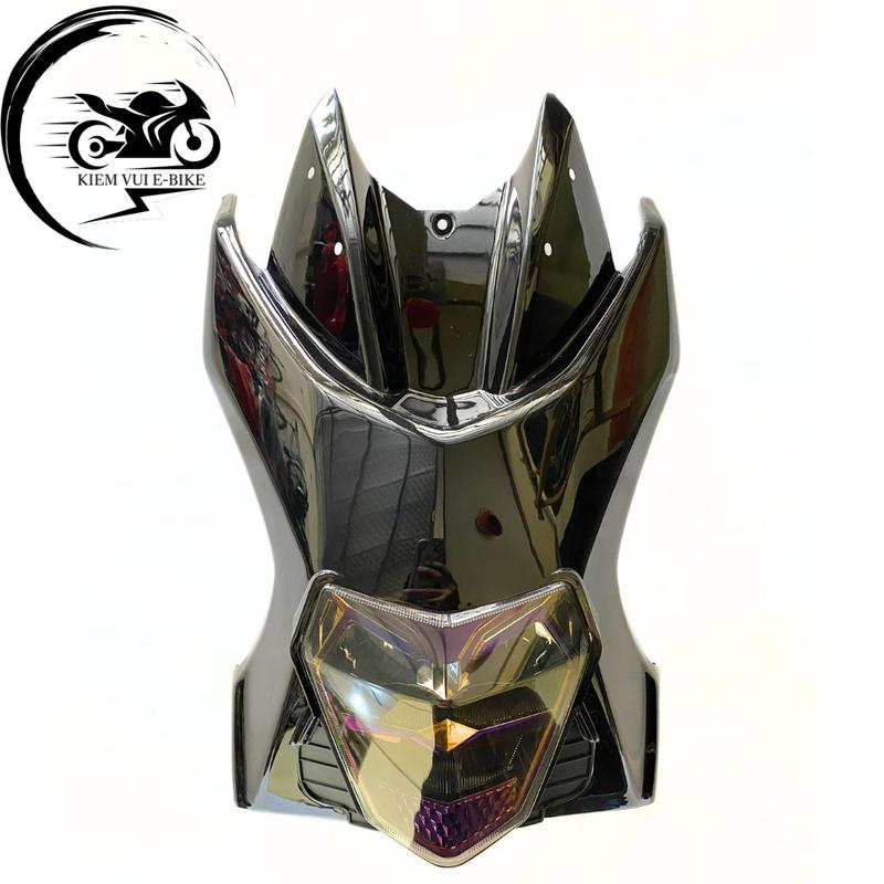 Mặt nạ xe điện Xmen màu đen BÓNG đèn zipat kèm ốc kẹp Phụ Kiện Phụ Tùng