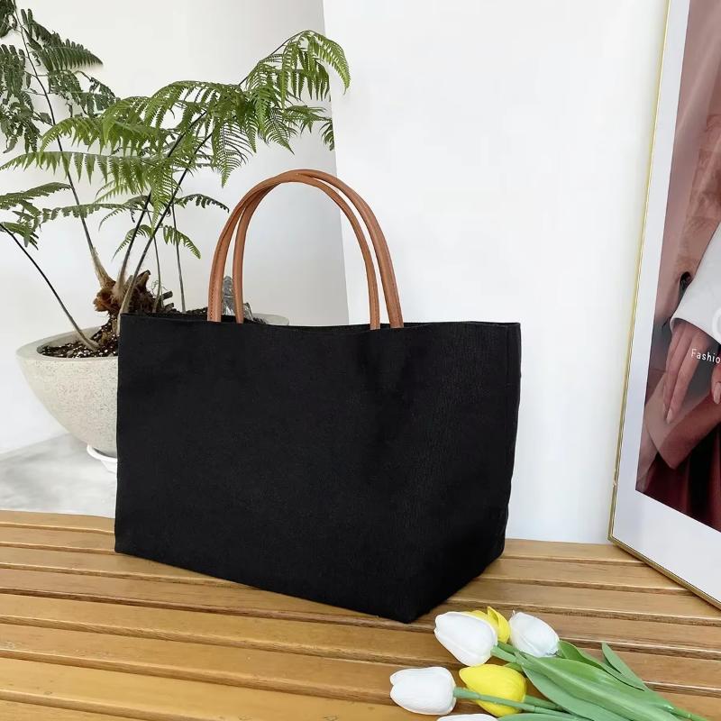 White Black Shoulder Bag Classic Canvas Books Storage Handbag Snap Fastener Tote Bolso Student Books Storage Bags Bolsa Femimina 4