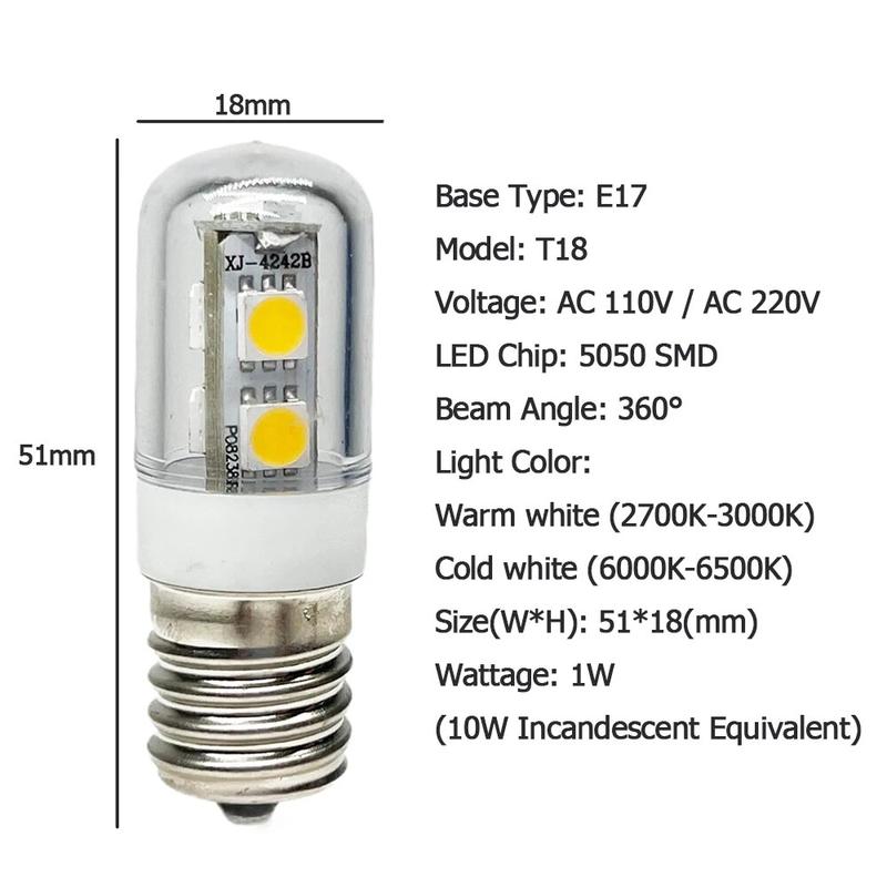 Product Introduction of หลอดไฟ LED ตู้เย็น, RGRRT, E14, E12, E17, หลอดไฟข้าวโพด, โคมไฟ LED, 1W, สีขาว / วอร์มไวท์, เหมาะสำหรับตู้เย็น 31