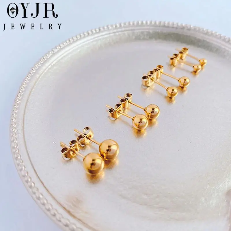 OYJR Ladies personality titanium stainless design round ball shape simple gentle 6