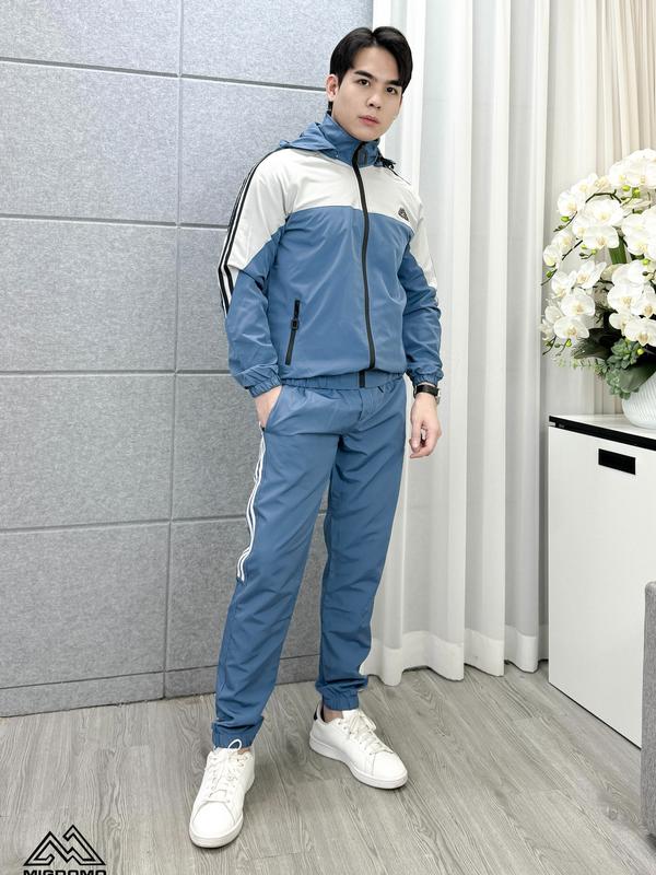 Bộ Quần Áo Gió Nam Nữ Dài Tay Migdomo Phối Sọc Có Mũ - Menswear