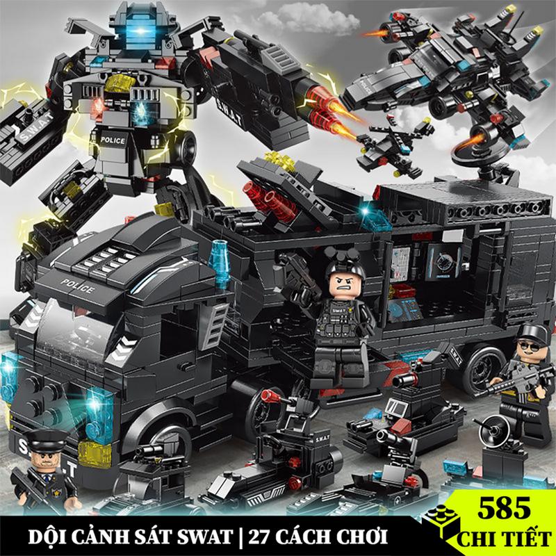  Đồ chơi lắp ráp xe Cảnh Sát đội đặc nhiệm bộ xếp hình xe SWAT 585CT mô hình Máy Bay và Robot Tháo Lắp Bộ Lắp Ráp Toy 