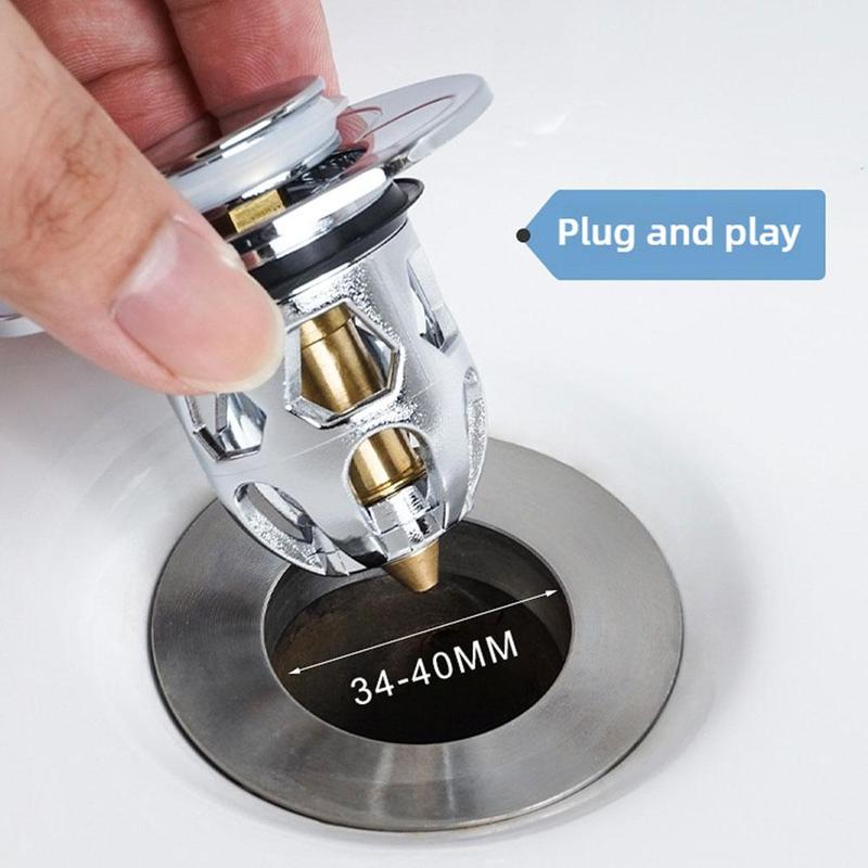 Product Introduction of Universal Sink  Washbasin Water Head Leaking Stopper Push-type Copper Basin Filter Bath Tub Drain Stopper Deodorant Plug Accessories 32