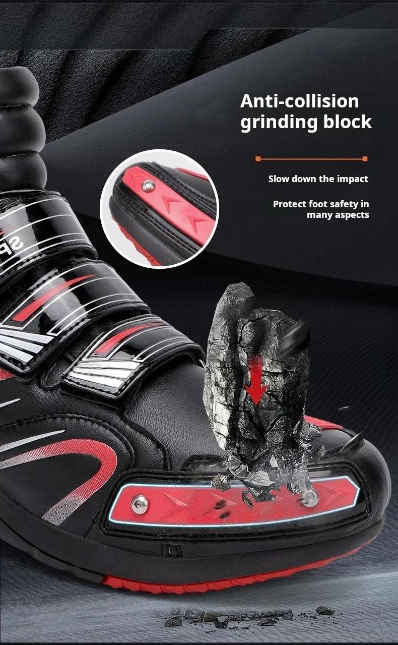 Product Introduction of 2025 Men Women Motorcycle Boots Microfiber Leather Motorbike Riding Anticollision Ankle Protective Shoes Moto Racing Short Boots 3