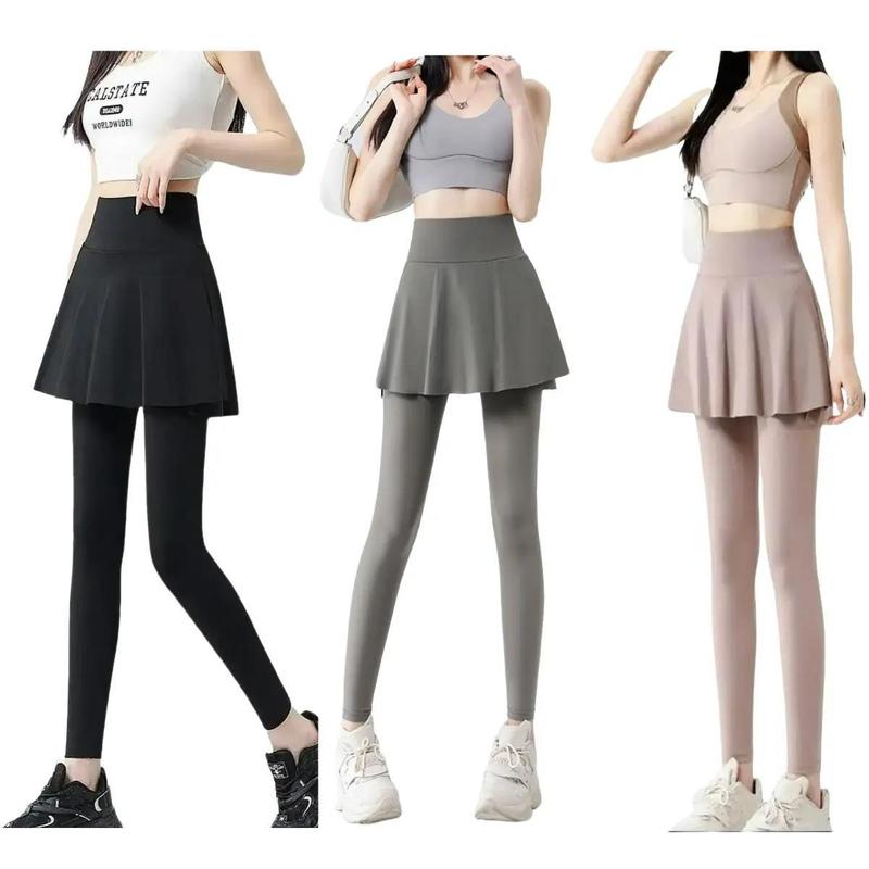 Quần Legging Thể Thao Phối Chân Váy chất liệu Thun mềm mịn, co dãn, dày dặn, Quần tập gym, tập yoyga, chơi cầu lông, chơi pickleball Chạy Bộ