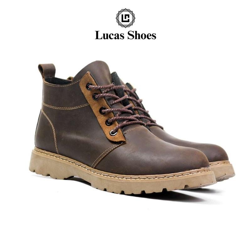 Giày Boots Vintage 26 Crazy Horse Giày Nam Da Bò Sáp Ngựa Combat Boots - Lucas Shoes Bảo Hành 1 Năm