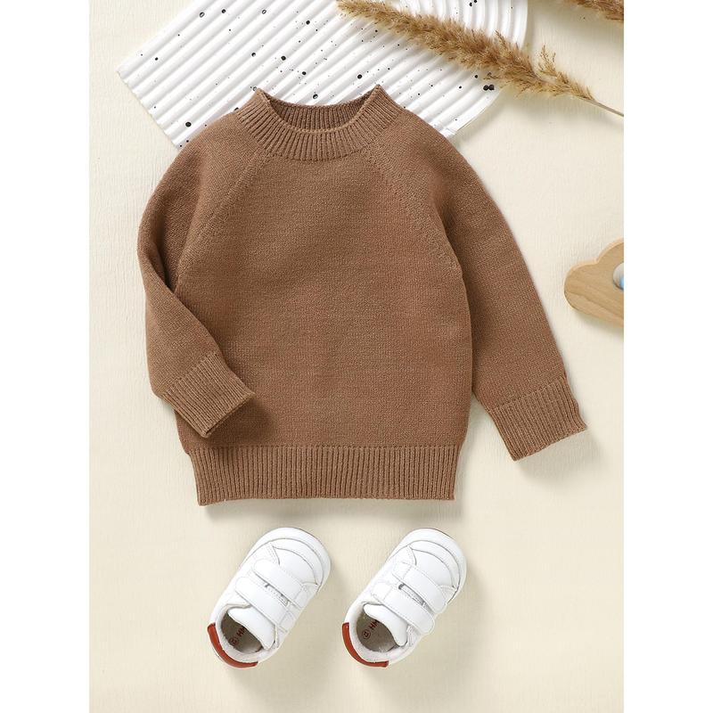 Product Introduction of Toddler Autumn Winter Knit Sweaters Long Sleeve Round Neck Solid Color Knitwears 50