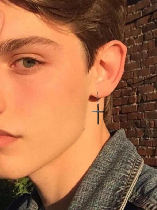 Street Style Cross Design Dangle Earrings, Fashion Stainless Steel Ear Piercing Jewelry for Women and Men, Casual All-match Accessories for Party, Daily Wear 5