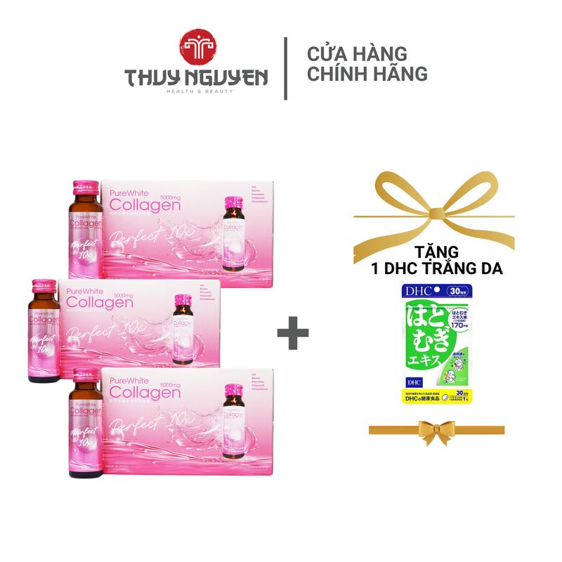 [DEAL TẶNG QUÀ] [COMBO 3 HỘP] Nước Uống Purewhite Collagen Bổ Sung 5000mg 1 Hộp 10 Lọ 50ml