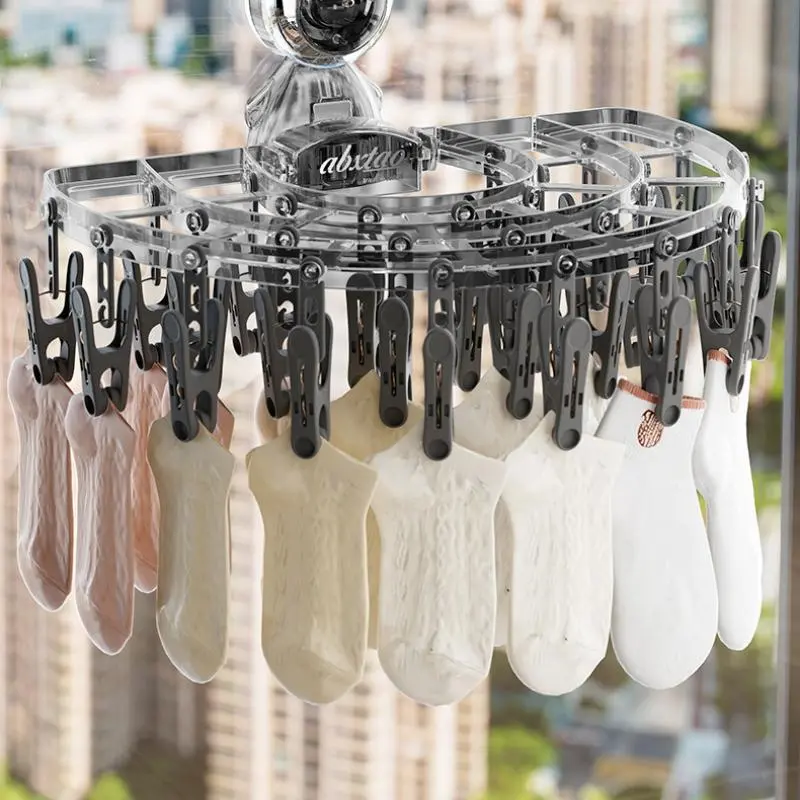 Suction Cup Foldable Clothes Hanger, 1 Count Wall Mounted Sock Hanger, Multifunctional Clothes Drying Rack, Home Organizer for Balcony, Laundry Room 6