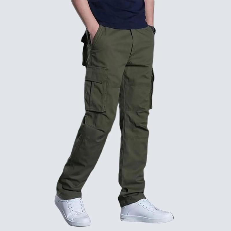 QUẦN DÀI CARGO TÚI HỘP THỜI TRANG 6 TÚI NÚT BẤM ỐNG SUÔN UNISEX HD1 Nam Menswear Kaki Có Túi