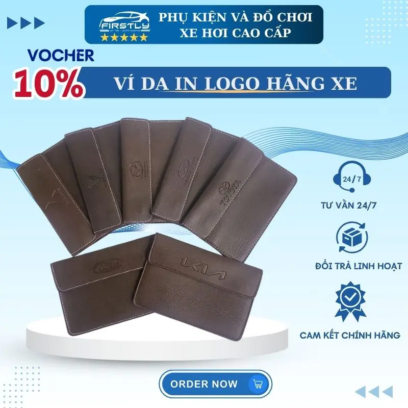 Ví Da Ô Tô 3 Ngăn Chất Liệu Da Cao Cấp Đựng Giấy Tờ Đăng Kiểm Giấy Tờ Xe Hơi Đẩy Đủ Logo.
