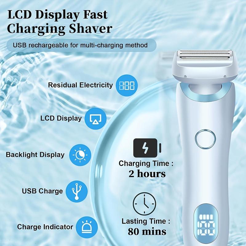 Electric Women's Shaver, 1 Count USB Rechargeable Washable Hair Removal Tool with Accessories, Wet and Dry Use Hair Removal Machine for Full Body Hair Removal 3