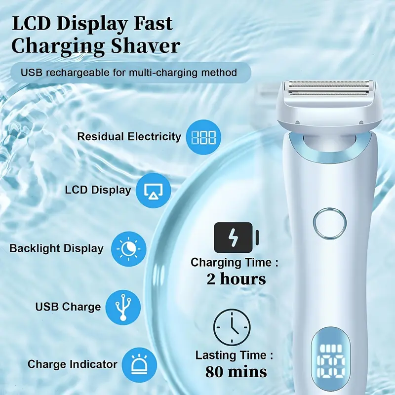 Electric Women's Shaver, 1 Count USB Rechargeable Washable Hair Removal Tool with Accessories, Wet and Dry Use Hair Removal Machine for Full Body Hair Removal 3