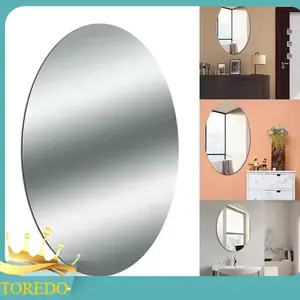 TOREDO - Sticker Cermin Oval 3D Stiker Dinding Kaca Acrylic Sudah Dengan Perekat Wallpaper Mirror Kamar Mandi