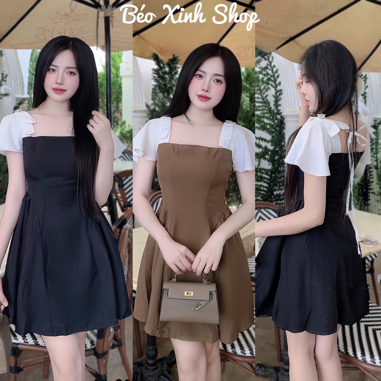 Thời Trang Nữ Váy Dự Tiệc Dây Nơ Vải Cotton Lạnh Cho Các Nàng 50 - 100Kg Bigsize Nữ Top Women Xoè - A.1344