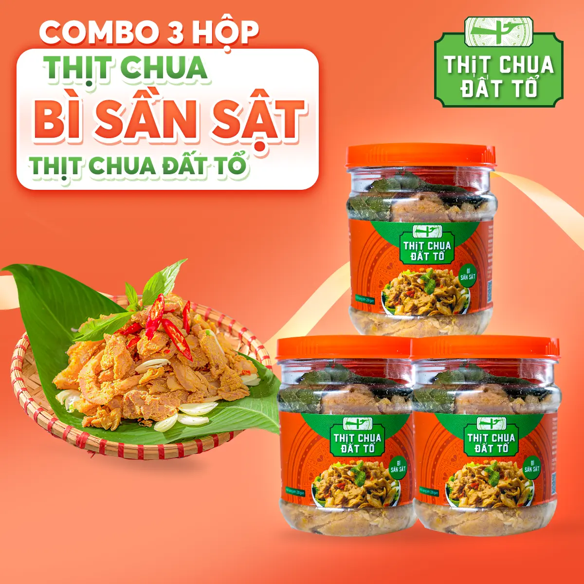 Thịt Chua Đất Tổ - 3 Hộp Thịt chua bì sần sật 170g/Hộp