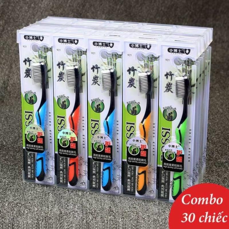  Hộp 30 Cái Bàn Chải Đánh Răng Than Tre Hoạt Tính Bossi Hàn Quốc 