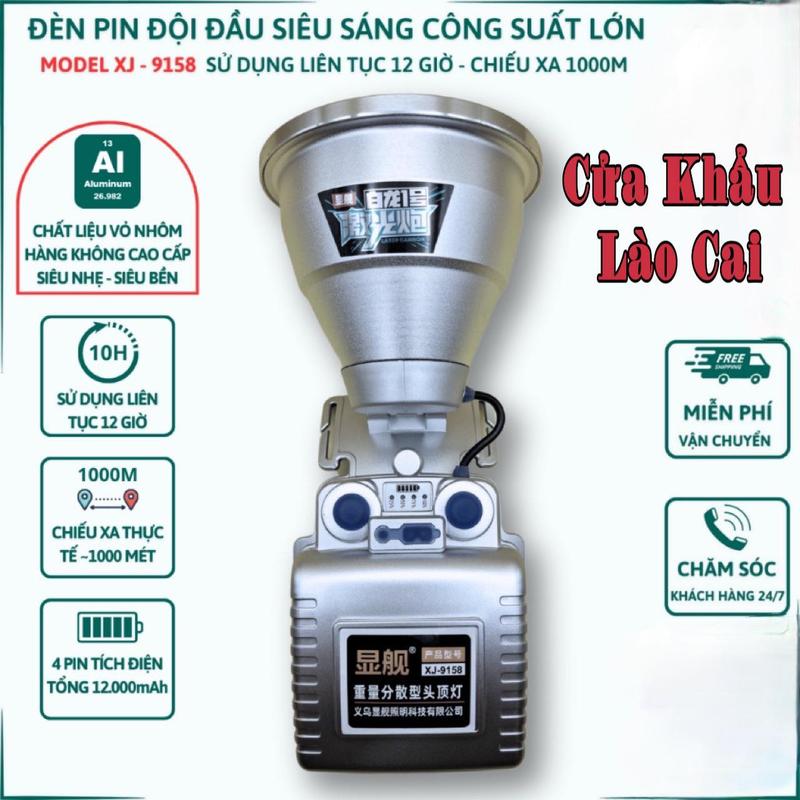 Đèn pin đội đầu siêu sáng XJ 9158 tâm giọt chiếu xa, tích điện 12 giờ đổi 3 màu tặng kèm dây đeo đầu và Sạc chân rời tiện lợi- Đèn đội đầu