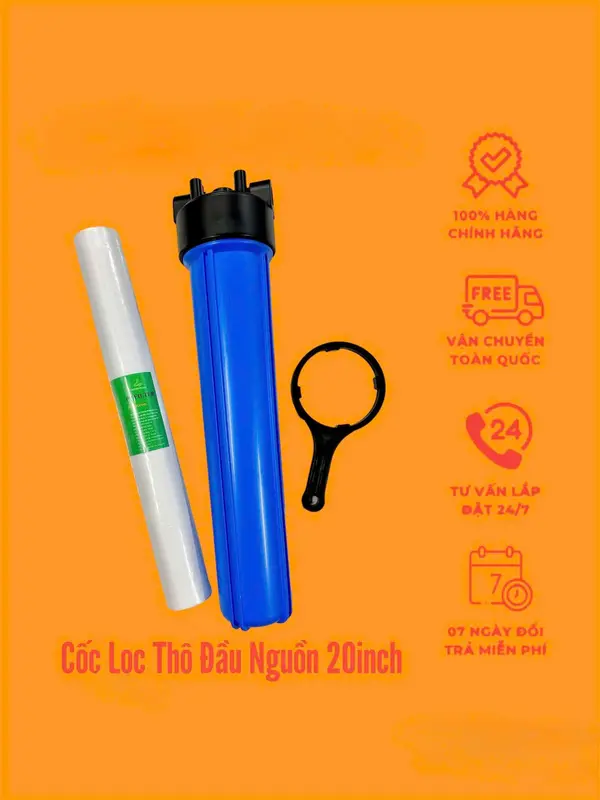 Cốc Lọc Thô Đầu Nguồn 20inch Ren 21 - Loại Bỏ Bùn Đất Rỉ Sét - Lọc Chặn Đầu Nguồn Sử Dụng Phù Hợp Các Hộ Gia Đình (chưa ốc) 2