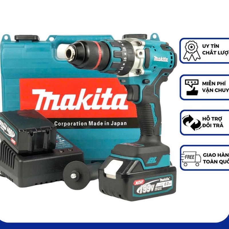 Máy khoan pin Đầu 13 li hiệu makita lõi đồng động cơ Không chổi than. khoan tường bắn vít, bắn tôn, khoan sắt ...