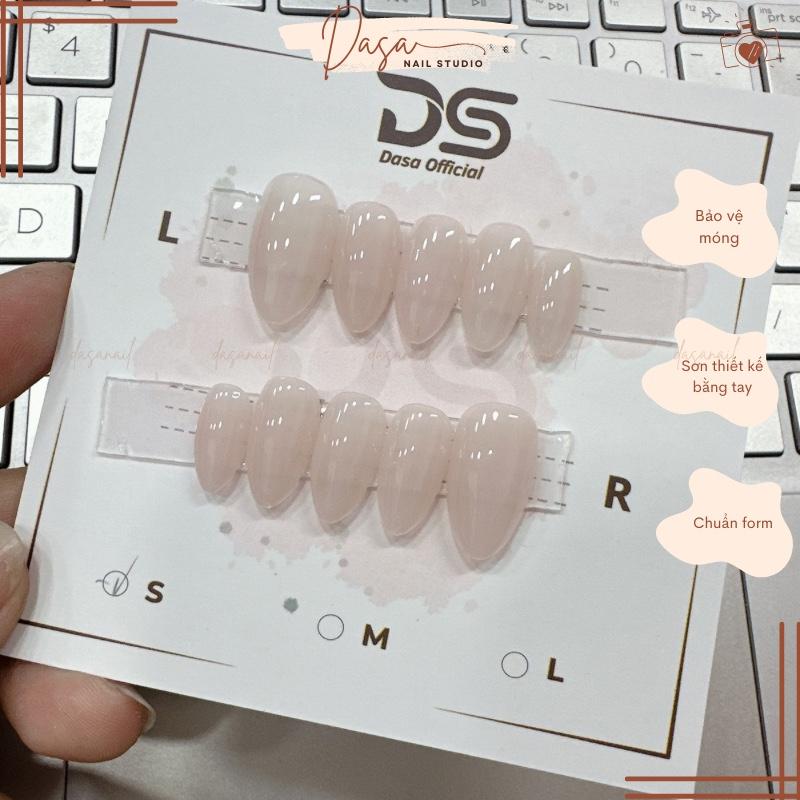 Móng tay giả thiết kế màu thạch nude nail box trắng da đơn giản trong trẻo sang trọng TẶNG keo dán móng MT216 chân sơn trơn