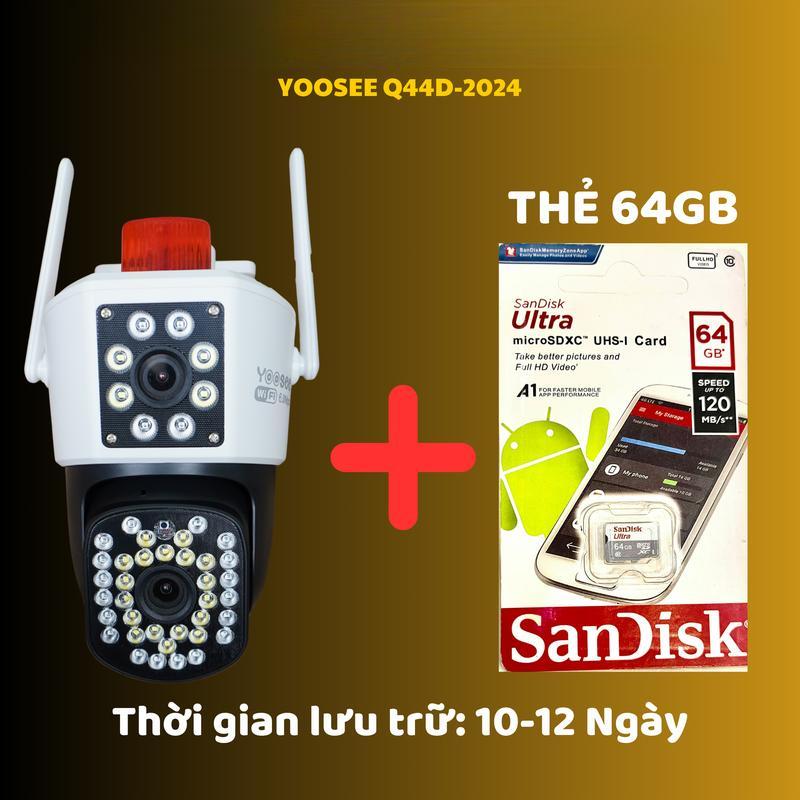 Camera Yoosee 2 mắt xoay 360 độ Q836 - 2 trong 1 chống mưa chống nắng, 12.0mpx, thẻ nhớ 64gb