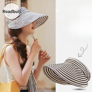 ROADBULL2026新しいストライプ柄サンバイザー,アウトドアサイクリングスポーツ日を過ぎたごすよけ帽子,夏のネット人気のあるの製品,調整可能な学生用帽子