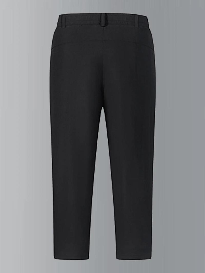 Product Introduction of Men's Solid Zipper Pocket Thermal Lined Pants, Regular Fit Casual Comfy Warm Trousers for Fall & Winter, Men's Bottoms for Daily Wear 2