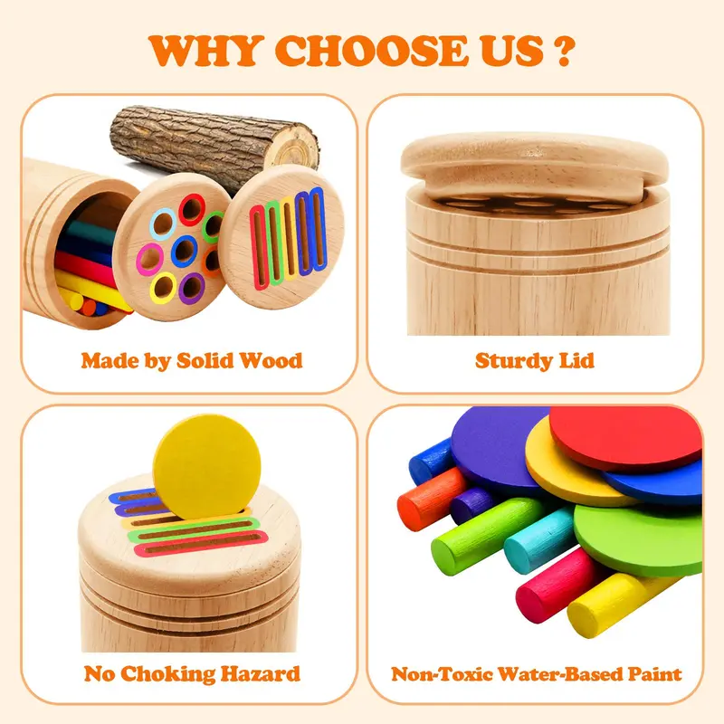 Wooden Montessori Toy, Color Sorting Toy, Preschool Learning Activities, Fine Motor Skills Sensory Toys for Boys Toys for Girls Fun Kids Toys, Play Toys 7