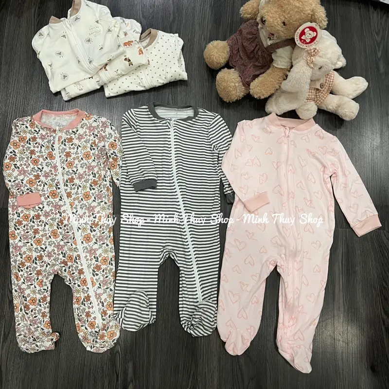 Sleep Suit ngủ sợi tre cho bé trai bé gái họa tiết đáng yêu size 0/3-6/9 tháng 2