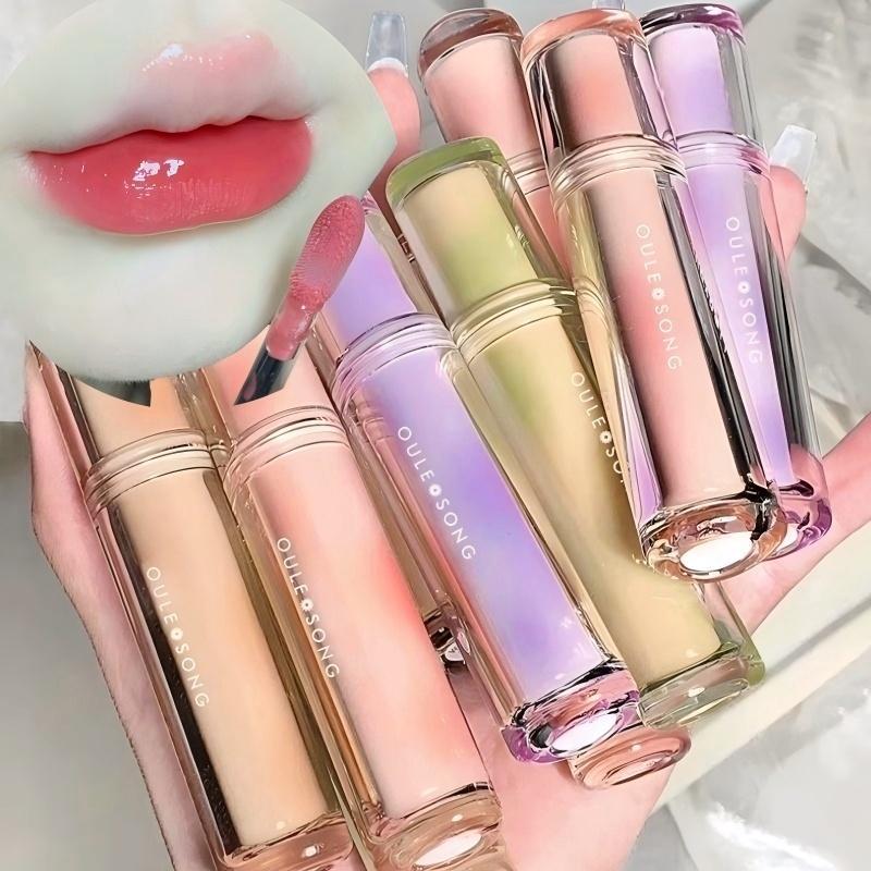  Son Kem Bóng Hàn Quốc OULESONG Dạng Thạch Mờ Ống Tròn Dạng Lỏng Lâu Trôi Không Thấm Nước Vết Bẩn Môi Son Bóng 1 Chiếc 