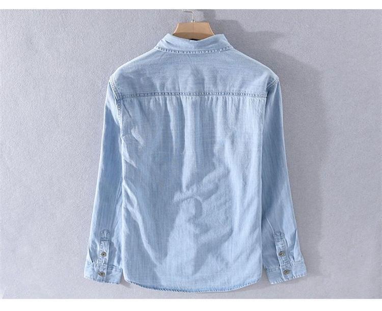 Product Introduction of Áo Sơ Mi Denim Nguyên Chất, Phong Cách Thanh Niên, Dành Cho Nam Giới, Mặc Mùa Xuân Và Mùa Thu, Dài Tay, Áo Khoác Thường Ngày Hợp Xu hướng, Năm 2025 3