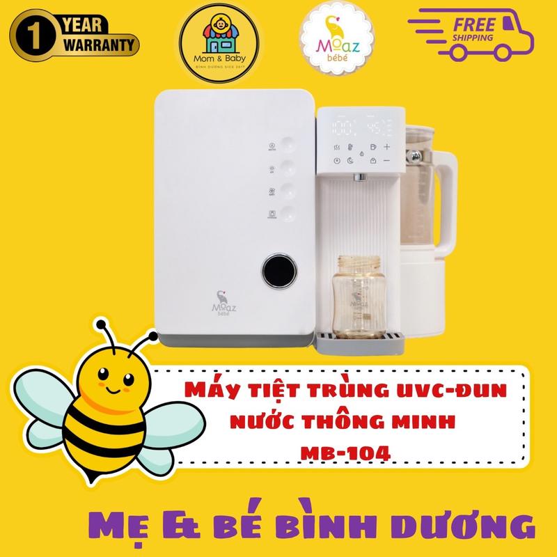 Máy tiệt trùng sấy khô UVC thông minh kèm bình đun nước MOAZ Bébé MB-104 - Bảo hành 12 tháng - Cho Bé Led Voi