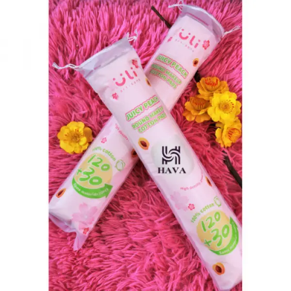 Bông Tẩy Trang Uli Dạng Tròn Juicy Peach Round Makeup Cotton Pad 150 Miếng Mềm Mịn, Dai, Không Kích Ứng Cosmetic 6
