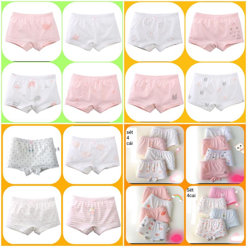 Quần lót bé gái Combo 4 chiếc chip đùi trẻ em cotton cao cấp mềm mại Bé gái