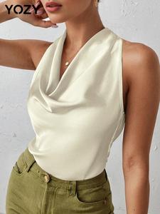 YOZY Women's Solid Cowl Neck Tank Top, Casual Sleeveless Top for Spring & Fall, Women's Clothing for Daily Wear