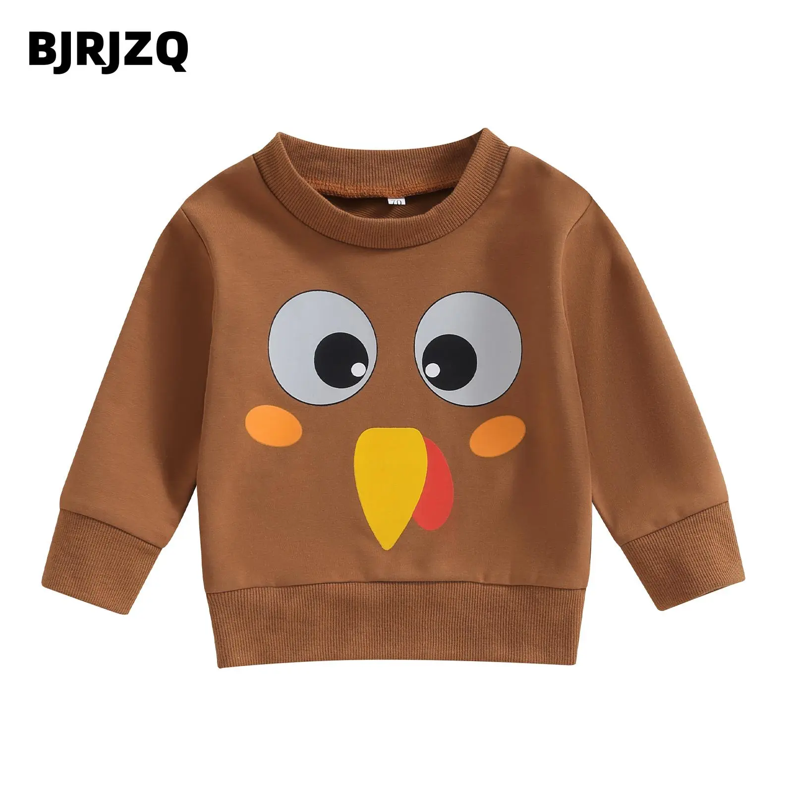 Thanksgiving Baby Sweatshirt, Long Sleeve Cartoon Turkey Print Hoodie