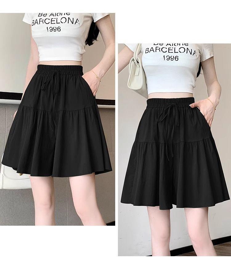Product Introduction of [2380 People Collection] Idle Style Ice Silk Quick-Drying Wide Leg Culottes Shorts Women's Summer Thin plus Size Casual Shorts Pantskirt 27