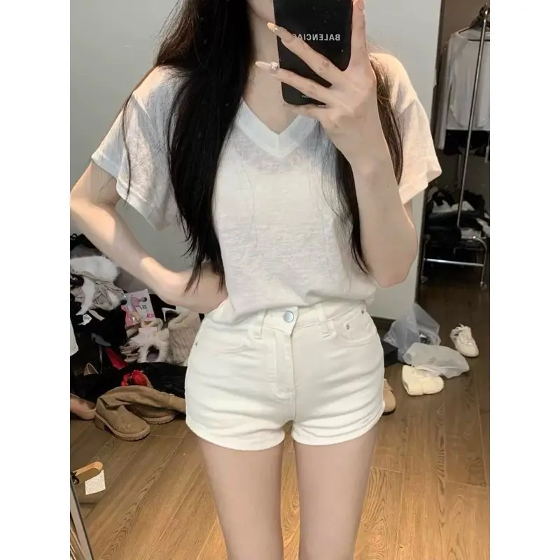 Quần socc jeans trơn ôm dáng cạp cao Co Giản -199/Kim Uyên BTQ 2