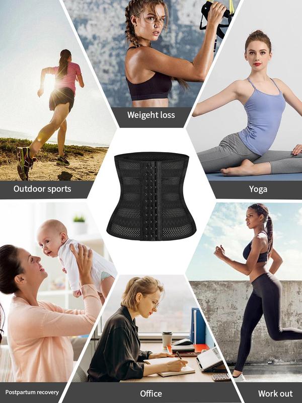 Women's Solid Color Waist Trainer, Summer Wear 2024, Comfort Tummy Control Adjustable Hooks Waist Cincher for Women, Belly Slimmer Shaper for Daily Wear, Summer Wear, Waist Trainer, Shapewear Tummy Control 2