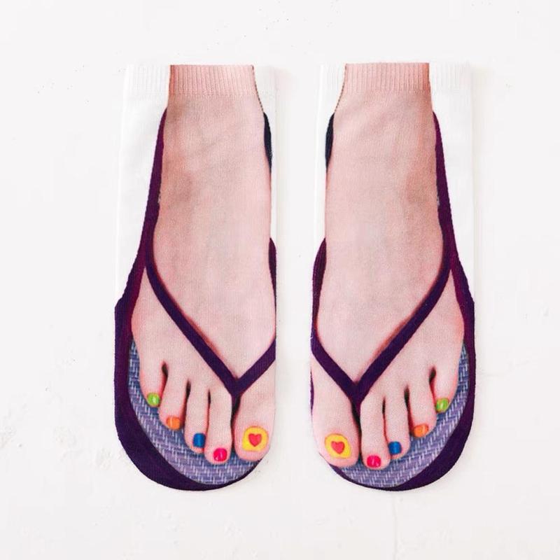 Product Introduction of Funny 3D Printed Socks Flip Flops Slippers Sandals Shoe Pattern Summer Cute Kawaii Low Short Soft Ankle Beach Floor Socks 22