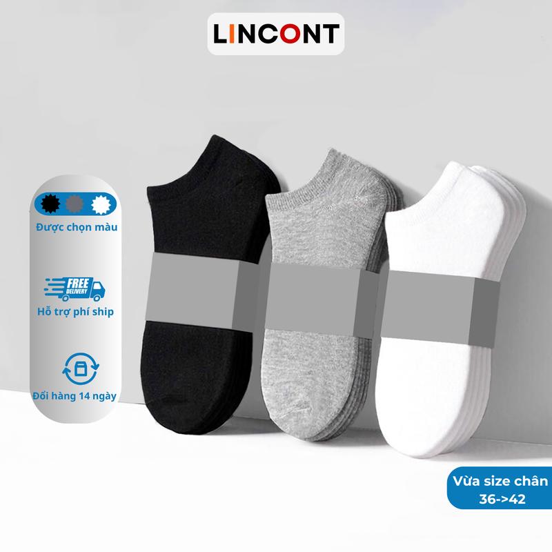 Combo 10 đôi tất nam nữ cổ ngắn trơn đen trắng xám vải cotton+pe mềm mịn Menswear tất nam dày