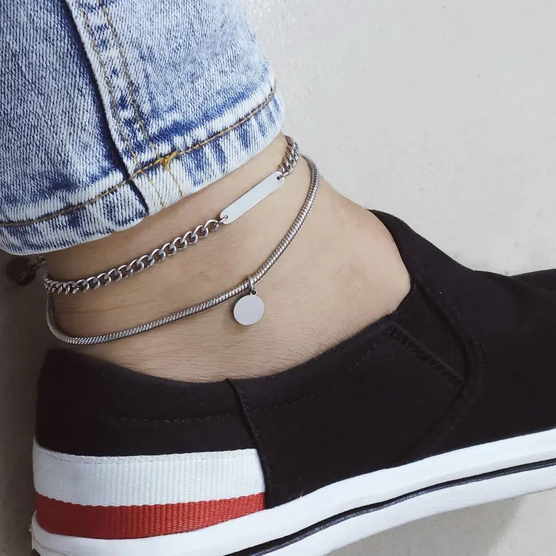 Lắc chân nam titan dây xích dây tròn cá tính lựa chọn dây đơn và dây đôi 0