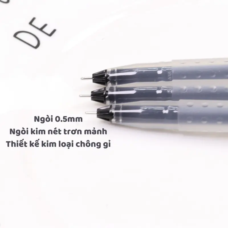 Bút gel ngòi kim mưc đỏ/ đen 0.5mm siêu nhẹ B112 Bút gel đệm tay nhưa viết mượt, trơn tru hoc sinh tôc ký 3