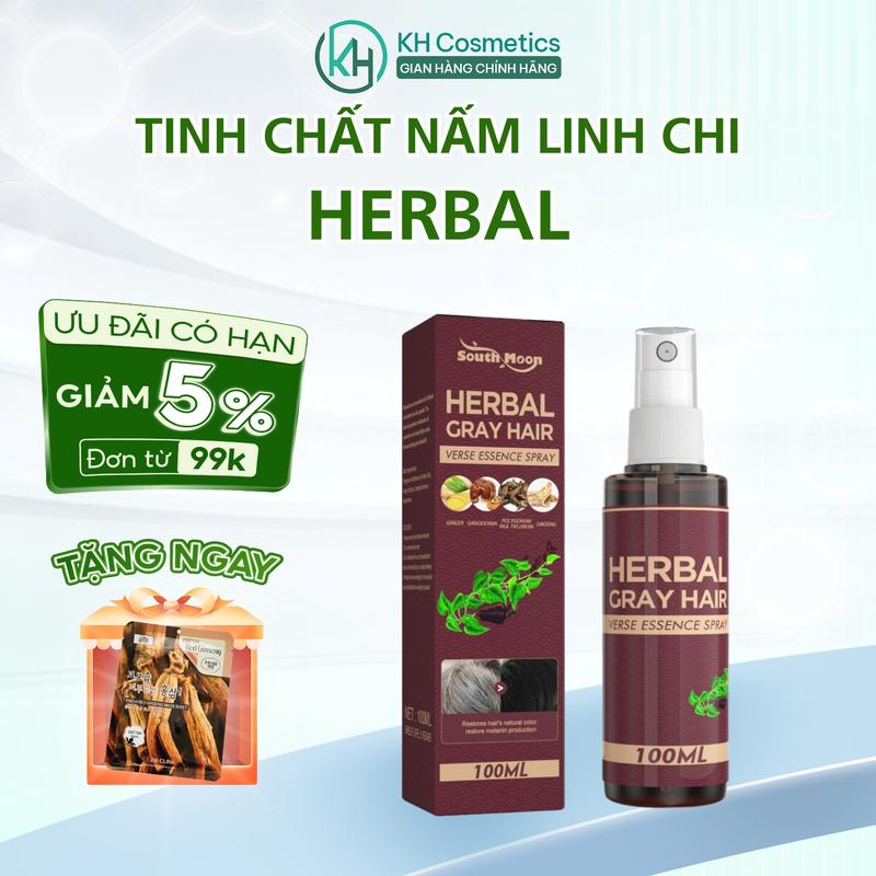 Tinh chất herbal, nấm linh chi hỗ trợ đen tóc, xịt HERBAL GRAY HAIR, serum HERBAL từ nấm linh chi hỗ trợ phủ bạc, đen tóc 100ml Chăm Sóc Tóc Nữ Dưỡng Tóc Women xịt tóc  Tinh Dầu xịt  mọc