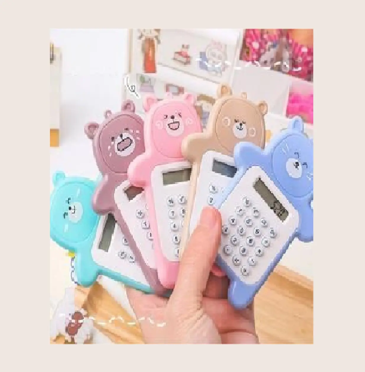 Kalkulator 8 Digit Mini Portable Desain Kartun Beruang