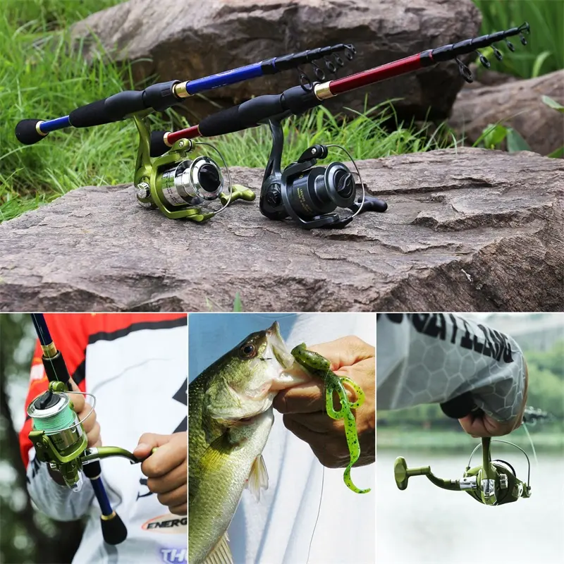 Sougayilang Pancing Set Joran dan Reel Pancing Tiang Dan Rol Memancing Telescopic Is 1.8M 2.1M 2.4M dan Rasio Gir 5.2:1 untuk Air Laut Air Tawar Alat Ikan Pancing 7