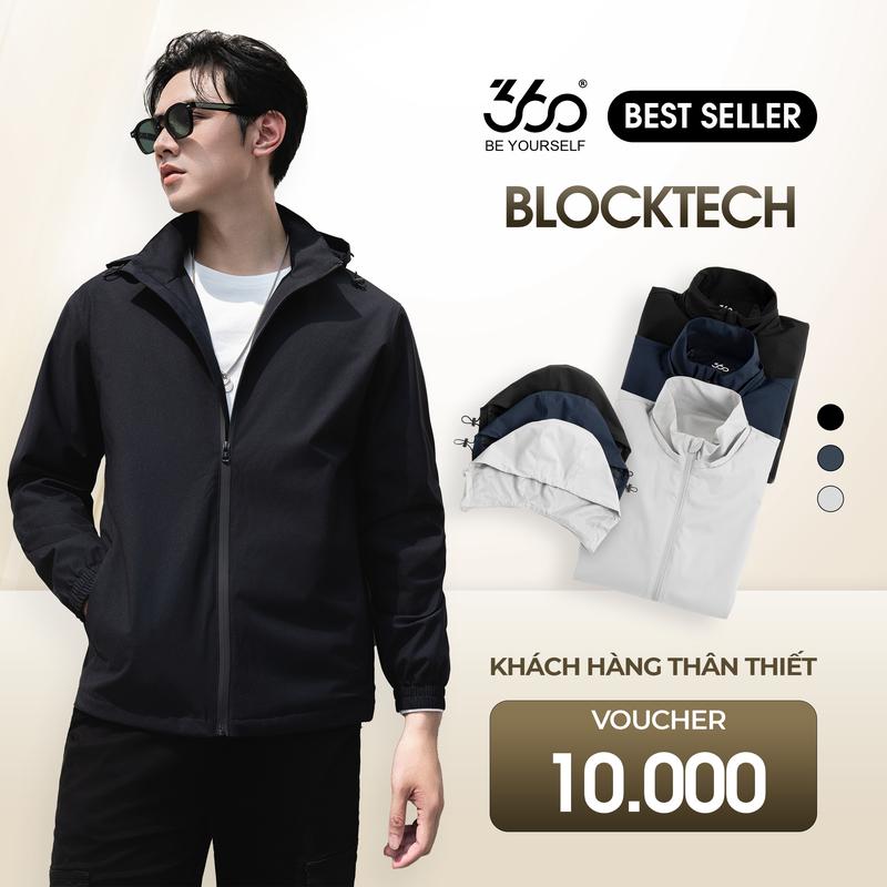 Áo khoác gió nam công nghệ Blocktech từ Nhật Bản thiết kế mũ tháo rời thương hiệu 360 Boutique chất liệu cao cấp chống nước chống gió độ bền cao - AKGTK501 Menswear Jacket